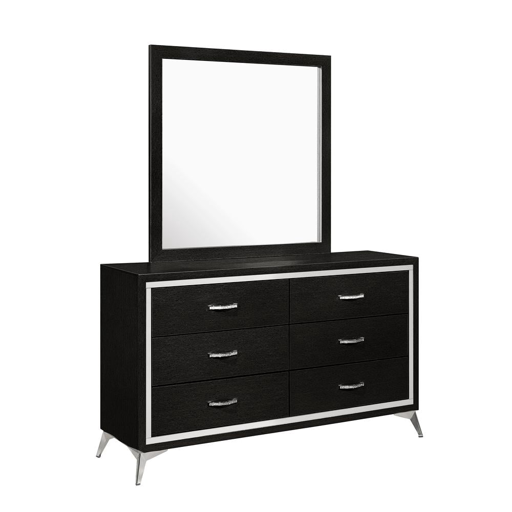 black dresser with mirror walmart Furniture of America, Dresser with Mirror, 6-Drawer, Black