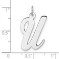 thumbnail image 2 of Large 925 Sterling Silver Rhodium Plated Script Letter U Initial Charm 26.27x14.78mm Wide 0.46mm Thick Pendant Necklace, 2 of 2