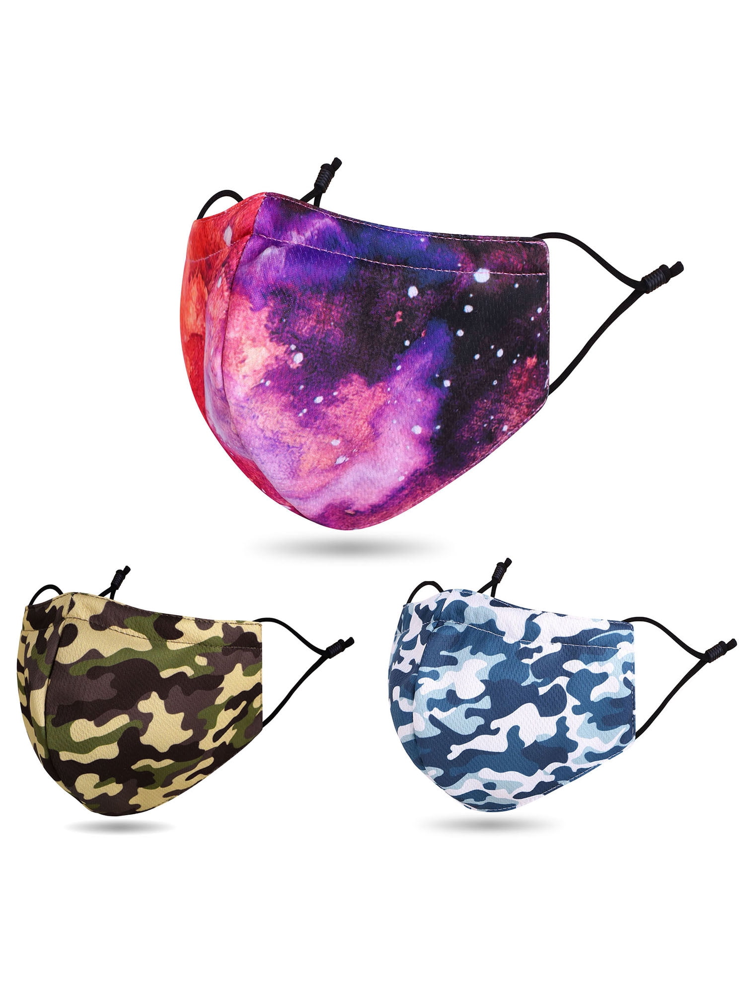Rexy Mask 3 Pack Cloth Face Mask Reuseable Washable Print Mouth Mask Cover Camo ...