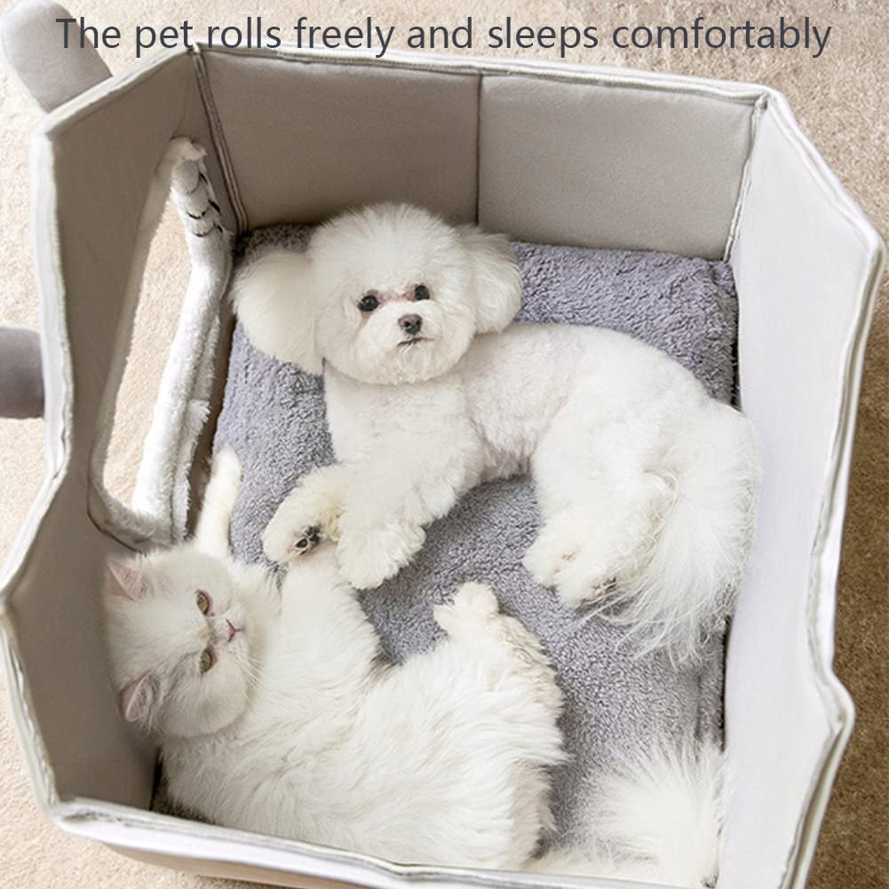 Luxury Double Roof Indoor Dog House  Nest, Foldable Warm Soft Kennel with Removable Cushion and Non-Slip Bottom