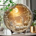 thumbnail image 6 of chaungfeng 7.9 Inch Wooden Nativity Wall Hanging, Round Resurrection Decor Nativity Scene Ornament, for Home Display, Christmas Party Christmas Tree Decoration, 6 of 6