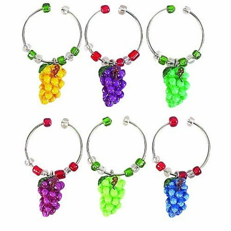 Napa Grapes Cluster Wine Glass Tag Charms Set