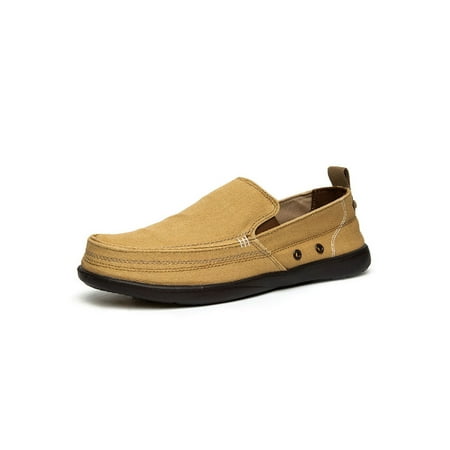 

Fangasis Men Loafers Canvas Shoes Slip on Casual Shoes Breathable Boat Shoes Walking Lightweight Non-Slip Khaki 6
