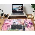 thumbnail image 3 of Pink Desk Mat, Anime City Gamer Mouse Pad, Pastel Gaming Large Mousepad, Kawaii Office Decor for Women Keyboard Mat, Cute Pink Desk Pad with Stitched Edges and Non-Slip Rubber Base Computer Mat, 3 of 6
