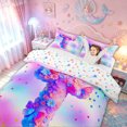 thumbnail image 3 of meiyoeat 3D Flower Butterfly Letter T Twin Duvet Cover for Girls, Rainbow Stars Twin Bedding, Colorful Star Reversible, 2-Piece, 1 Duvet Cover and 1 Pillowcase, 3 of 6