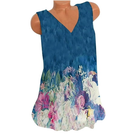 

YFPWM Womens Tunic Tops 2022 Mesh Tops Corset Top Halter Top Basic Tops Sleeveless V-Neck Print Blouse