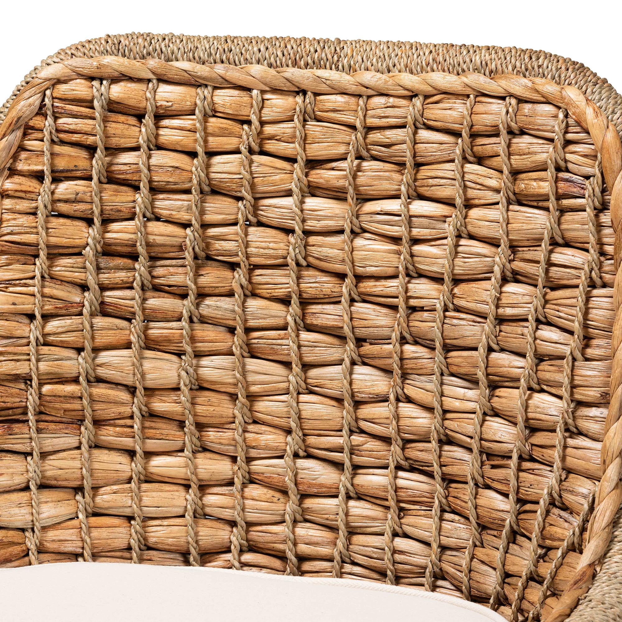 bali & pari Kyle Rattan and Seagrass BOHO Dining Chair, Natural Brown