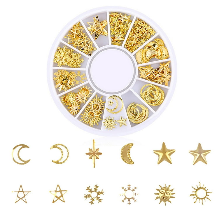 Negj Ocean Nail Art Studs Gold Charms Summer Sea Metal Alloy Rivets Shell Starfish Nail Pens Tape for Nails Gemstones for Nails Rhinestones for Face