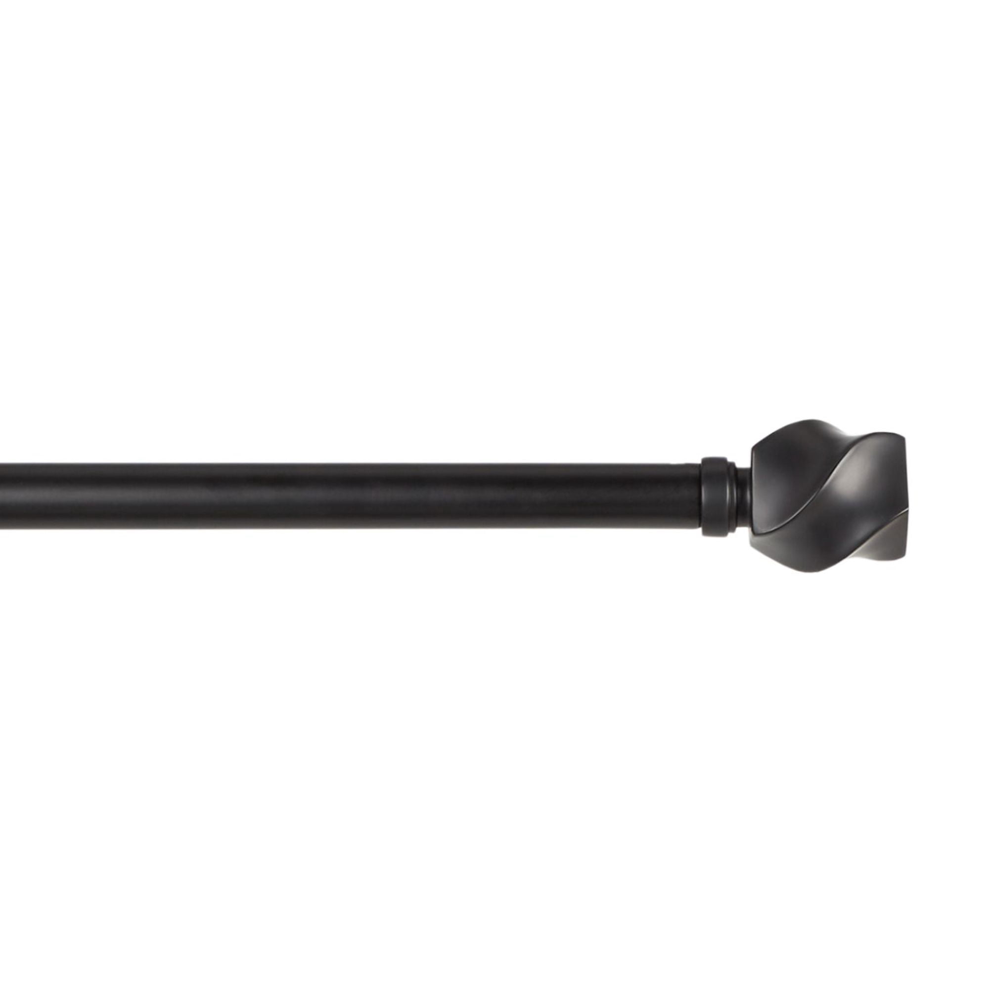 Exclusive Home Twist 1" Window Curtain Rod and Finial Set, Adjustable 66"-120", Matte Black