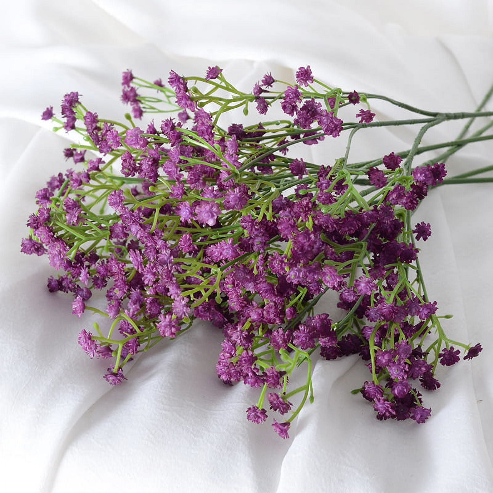 12PCS Artificial Baby Breath Flowers Bouquet Fake Silk Flower Real Touch  Flower for Hotel Home Office Kitchen Bathroom Wedding Party Decoration,  Purple 