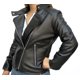 thumbnail image 2 of Chamarra de piel color negro estilo cruzado con cierres metálicos para dama Castelli Leather Authentic Denisse Cruzado con cuello de broche, 2 of 3
