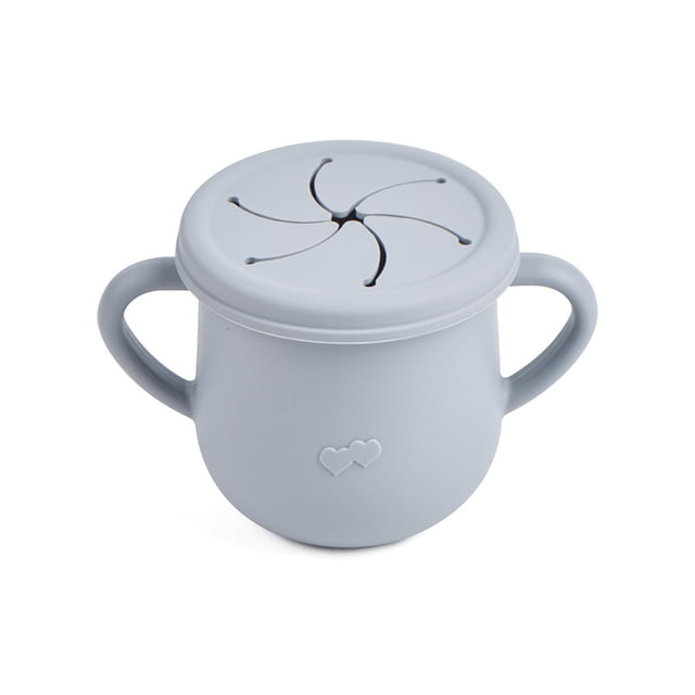 A prueba de derrames Reutilizable para bebés Soporte para bocadillos de mano Taza de silicona Comida para el hogar Almacenamiento de bocadillos Caja de jugo Entrenamiento Mini contenedor Gris Speravity BA000340-01
