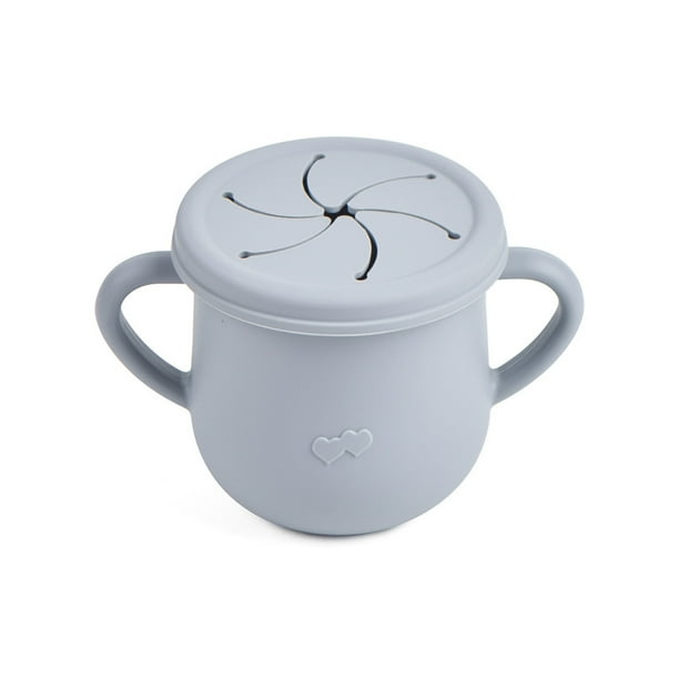 A prueba de derrames Reutilizable para bebés Soporte para bocadillos de mano Taza de silicona Comida para el hogar Almacenamiento de bocadillos Caja de jugo Entrenamiento Mini contenedor Gris seitruly BA000340-01