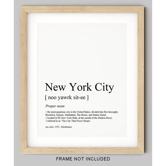 K&L Design Co: Funny Wall Art Decor - 8x10" Unframed Typography - New York