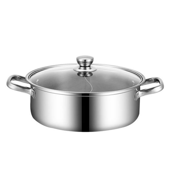 Stainless Steel Hot Pot With Divider Metal Shabu Shabu Pot Non- Stick Cooking Pot Kitchenware For Induction Cooktop Gas Stove, [Energy Class A]