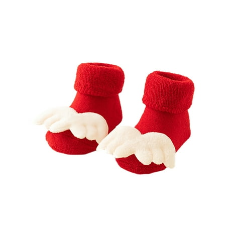 

Eloshman Infant Baby Christmas Crib Shoes Xmas Ankle Socks Pull On Slipper Indoor Cute Cartoon Soft Shoe Comfort Floor Slippers Red Wings 3-12months