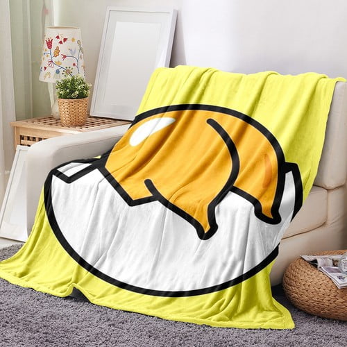 Lazy Egg Blanket Soft Cozy Throw Gudetama Blanket for Boys Girl Gifts Lightweight Warm Plush Flannel Blankets and Throws for Couch Sofa Bed