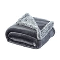 thumbnail image 4 of Cozy Tyme Lorraine Flannel Reversible Sherpa Throw - Super Soft Solid Color 50"x 60" Dark Grey, 4 of 11