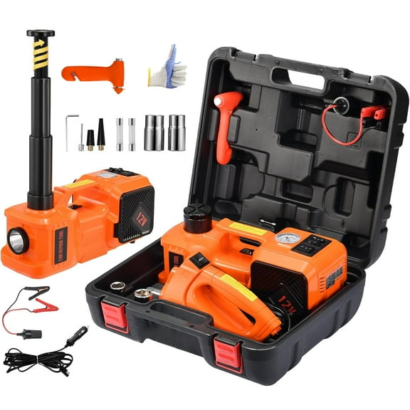 Electric Car Jack with Air Pump and LED Light, Capable of Bearing 5ton for SUV/MPV/Sedan/Truck Tire Change and Garage Repair