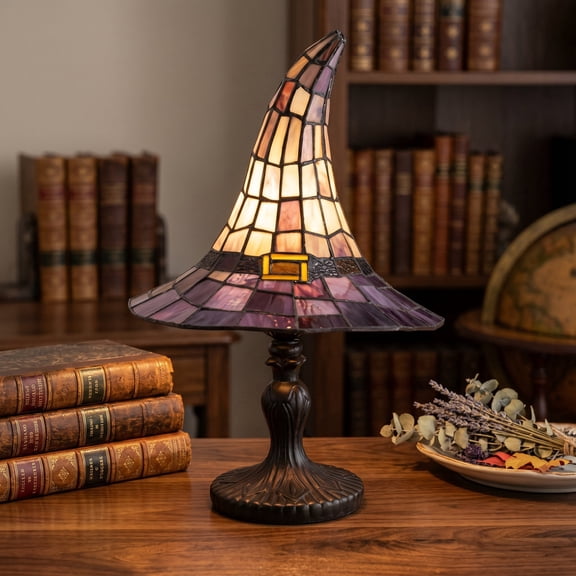 Halloween Decor, Witch Hat Lamp, Halloween Night Light, Gothic Resin Wizard Hat Lamp USB Powered for Bedroom Bookshelf Decor(3.94"×3.94"×7.09")