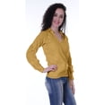 thumbnail image 5 of Moomaya Womens Wrap Top V-Neck Self,Embroidered Collar Shirt Formal Cotton Clothing, 5 of 7