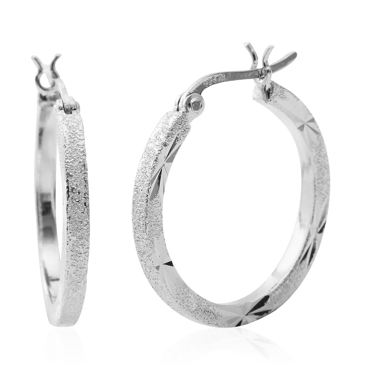 Shop LC - 925 Sterling Silver/Stainless Steel Round Hoops Hoop Earrings for Women Jewelry Gift (Click Top/Endless)