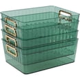 thumbnail image 1 of Vcansay 4-Pack Clear Plastic Pantry Organizer Bins, Plastic Storage Baskets (Green), 1 of 7