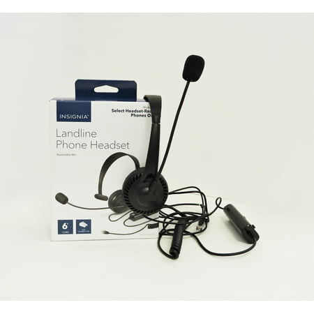 Refurbished Insignia- Landline Phone Hands-Free Headset - Black (Best Phone Handset For Landline)
