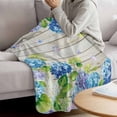 thumbnail image 3 of Blue Hydrangea Blanket Soft Cozy Warm Throw Blanket for Couch, Plush Fuzzy Flannel Fleece Blankets for Sofa, Rustic Wooden Butterfly Spring Floral Bed Blankets Lightweight Gifts for Women, 50"x80", 3 of 9