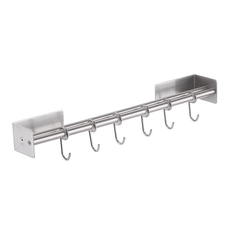 Adhesive Kitchen Sliding Hanger with 2 Poles 6 Hooks Stainless Steel ...