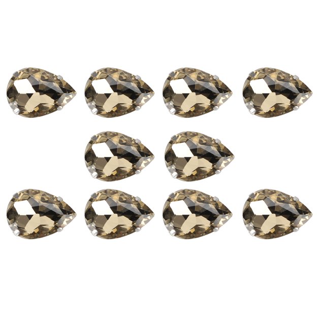 10 piezas de diamantes de imitación para coser, cristales, botones brillantes, decoración para manualidades, ropa, zapatos, bolsas (0,71 x 0,75 pulgadas, forma de gota marrón claro)
