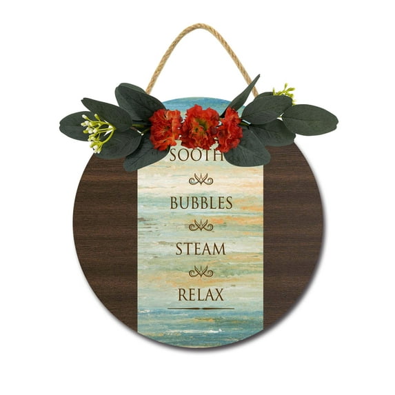 Eveokoki Soothe Bubbles Steam Relax Signs for Bathroom Decor- Modern Farmhouse Bathroom Decor Wall Art- Funny Bathroom Wooden Sign Home Décor,11In
