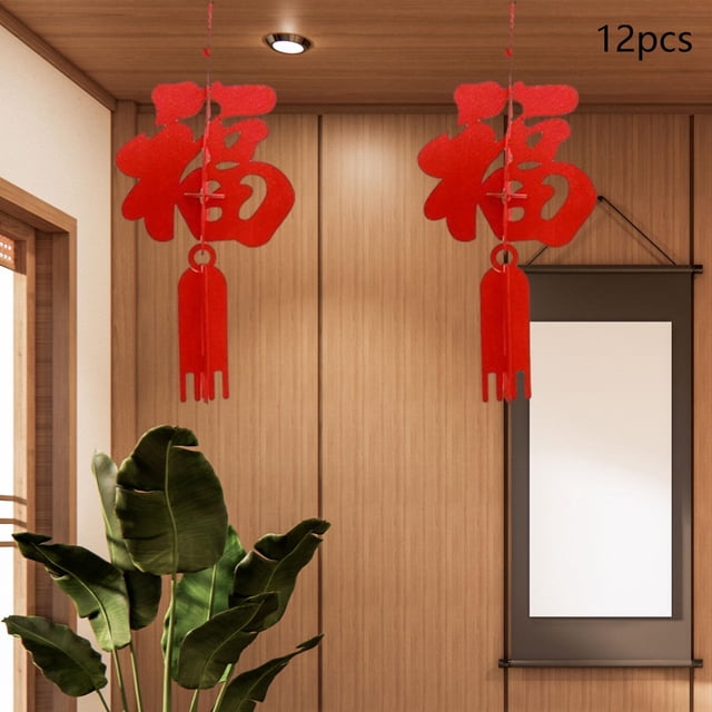 12 Pieces Chinese New Year Hanging Decorations 2024 Door Sign for Lunar Year