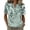 Green, variant on Ink Wash Floral Henley Blouse for Women - Short Sleeve V-Neck Button Down Tunic, Loose Fit Boho Casual Summer Top Blue S