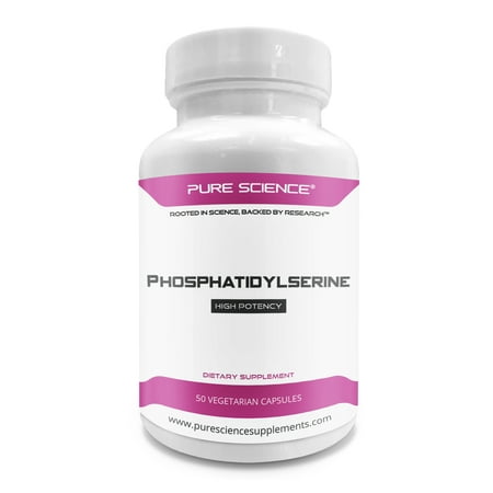 Pure Science Phosphatidylserine 100mg (From Soy Lecithin) - Essential Brain Nutrient for Improving Learning & Cognition and Reducing Cortisol - 50 Vegetarian Capsules of Phosphatidylserine (Best Way To Reduce Cortisol)
