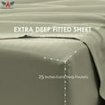 thumbnail image 3 of 25-inch Extra Deep Pockets - Pure Giza Cotton Full XL Size, Sage Color Bedsheet Set - 600-Thread-Count, 6-PC [1 flat sheet, 1 fitted sheet, 2 pillowcases], 3 of 7