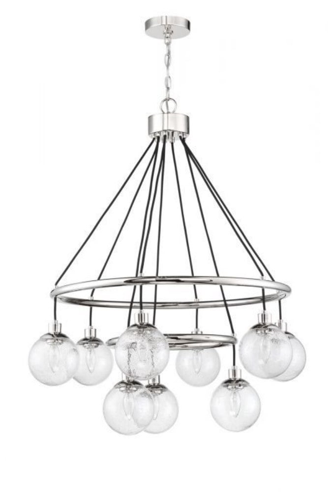 Craftmade  Que Clear Seeded Glass Chandelier 9 - Chrome