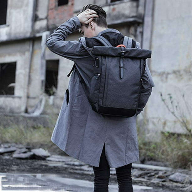Roll Top Backpack 15.6 Inch Women Men Waterproof Daypack School Backpack College Backpack Backpack Roll Top Backpack with USB Black Walmart