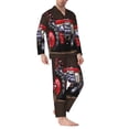 thumbnail image 2 of Gukieu red tractor Print Men's Long-sleeved Pajamas Set, Elastic Waist Pajamas Button-down Pajamas Two-piece Set, Suitable for Adult Male Home Wear-Large, 2 of 7
