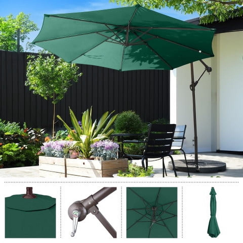 Cantilever Umbrella - 10FT Offset Outdoor Patio Umbrella with Tilt, Green