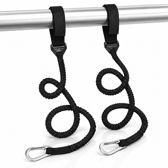 Kayak Paddle Leash,Lightweight Nylon Kayak Fishing Accessories for Fishing Boating,Black 2 Pack