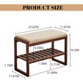 thumbnail image 3 of Wood Shoe Bench,2-Tier Storage Bench with Cushion Padded Seat,Entryway Bench with Shoe Storage, Small Bench for Entryway,Living Room, 3 of 9
