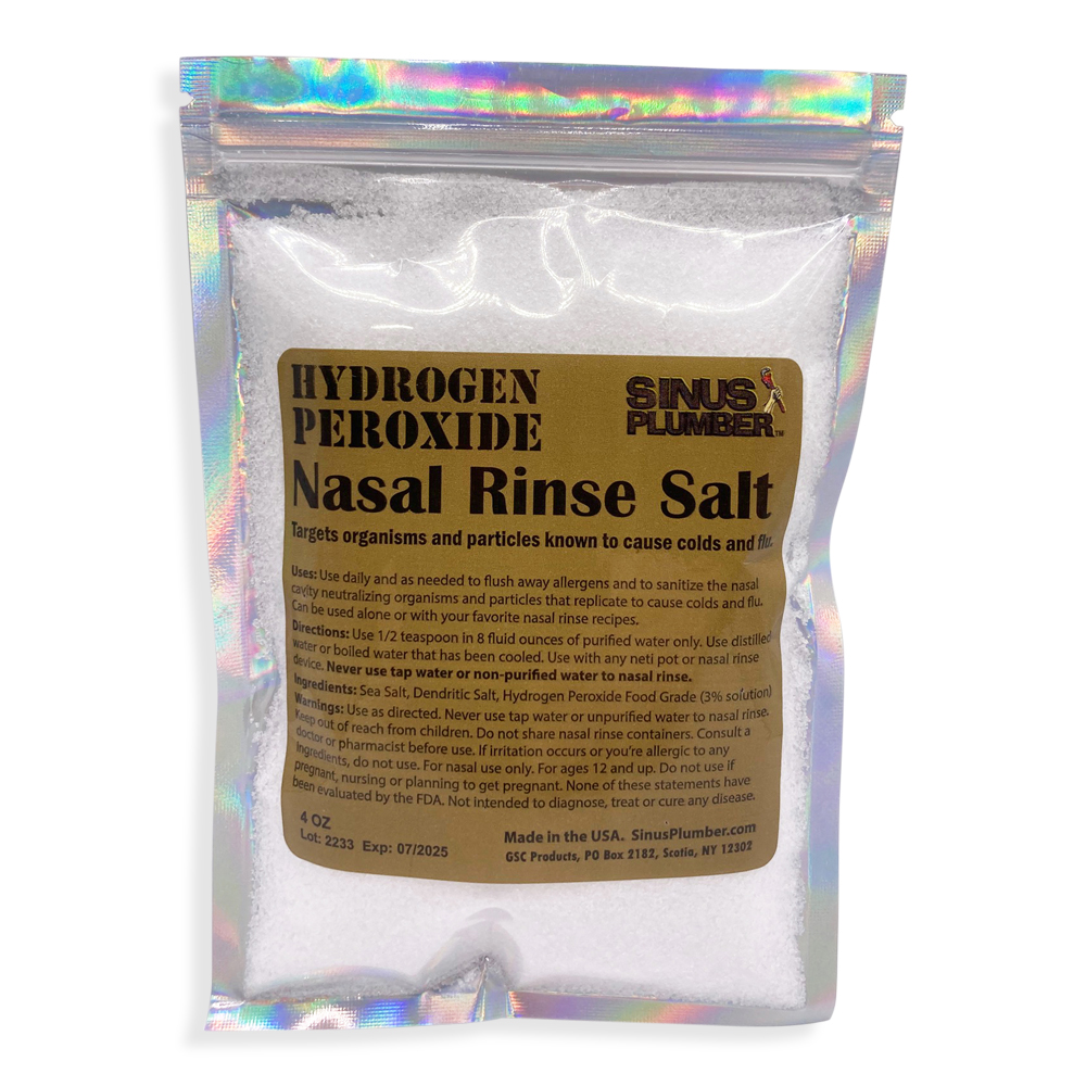 Hydrogen Peroxide Sinus Rinse Salt for Daily Allergy Cold and Flu Defense by Sinus Plumber