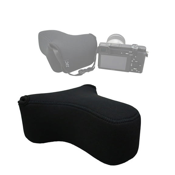 JJC S3BK Black Ultra Light Neoprene Camera Case for Sony a6600 a6500 a6400 a6300 a6100 a6000 a5100 w/55-210mm Lens, pouch bag for Fujifilm Fuji X-T30 X-T20 X-T10 W/ 55-200mm Lens