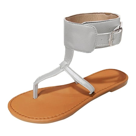 

KI-8jcuD Flat Sandles Women Summer Solid Color Buckle Strap Casual Open Toe Wedges Soft Bottom Breathable Shoes Sandals Sandals for Women Flat Saltwat Silver9