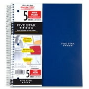 Five Star Spiral Notebook, 5 Subject, Wide Ruled, 200 Sheets, 10.5 x 8 Inch, Teal (72047)