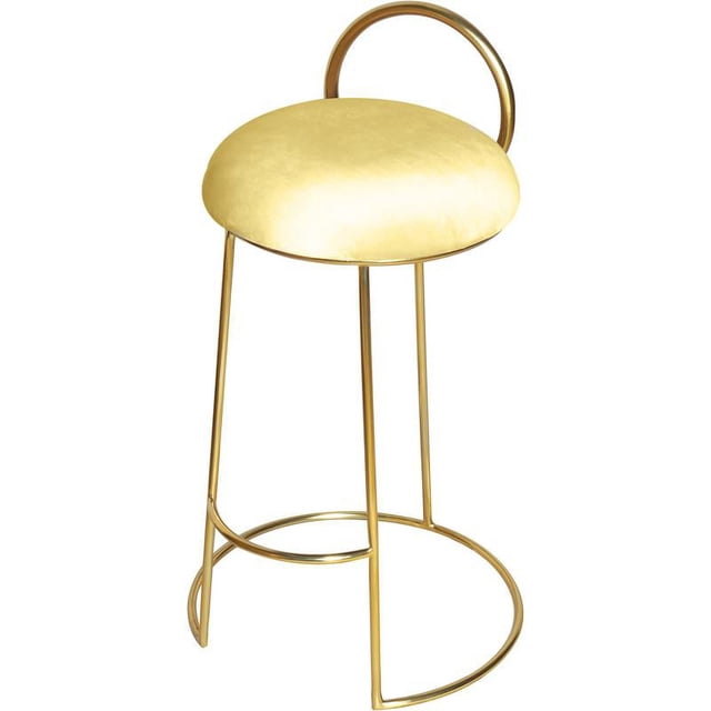 Meridian Furniture Ring Soft Yellow Velvet Counter Stool in Brushed Gold Finish