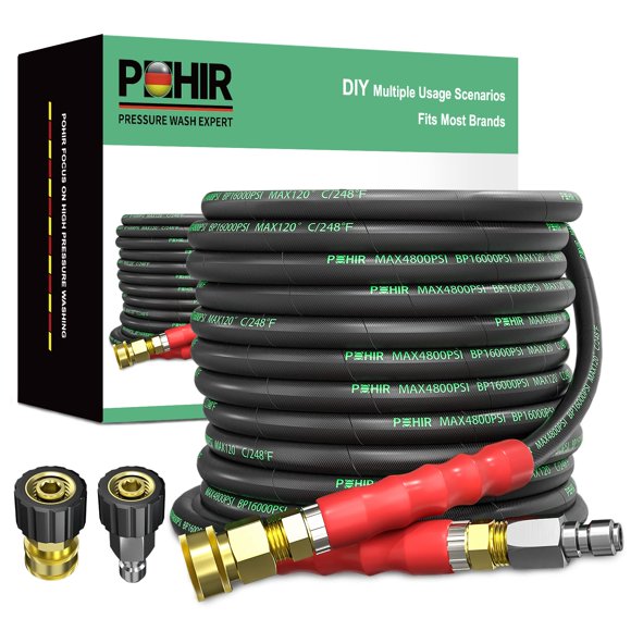 Manguera para hidrolavadora POHIR de 15 m, 4800 PSI, conexión rápida