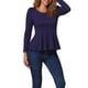 thumbnail image 1 of INSPIRAR CHIC Camisetas de Mujer de Manga Larga con Cuello Redondo Casual Camisas Peplum XS Azul Oscuro, 1 of 6