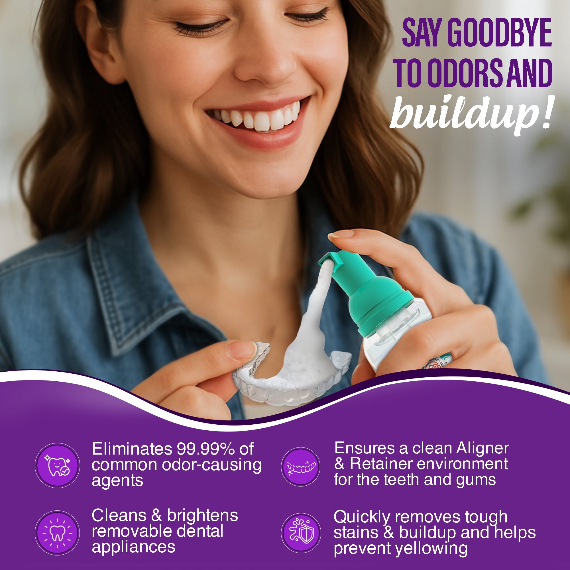 GuruNanda Aligner & Retainer Foaming Cleaner - Unflavored - 100mL